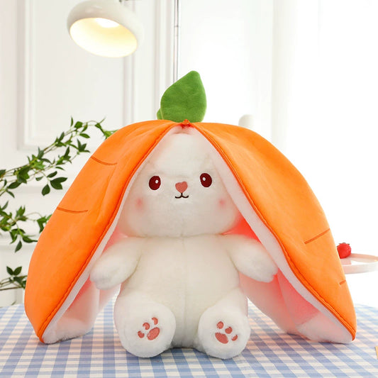 Cute Pink Strawberry Orange Carrot Hiding Bunny Plushies