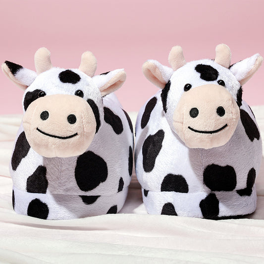 Indoor New Cute Plush Cow Cotton Slippers Cartoon Couple Home Cotton Shoes