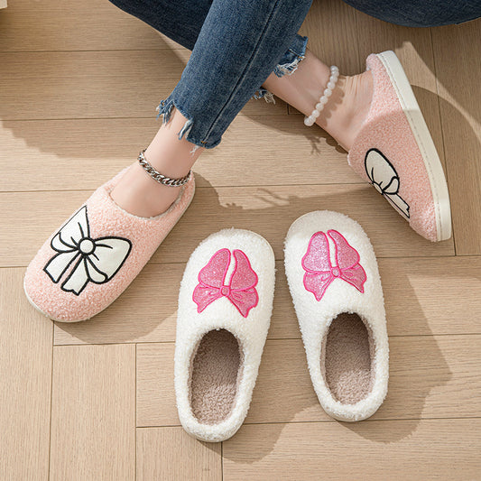 Women's Indoor Warm Bow Cotton Slippers