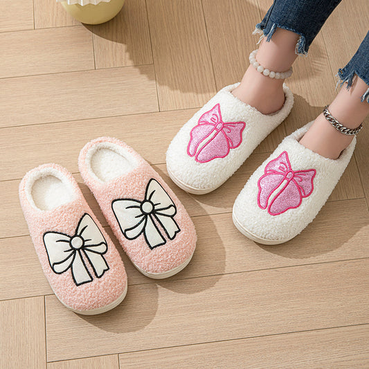 Women's Indoor Warm Bow Cotton Slippers