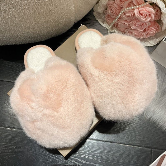 Women's Fluffy Plush Indoor Slippers Autumn Winter Home Non-Slip Floor Cotton Comfy Indoor House Shoes Fuzzy Thick Bottom Sole White Pink Blue Home Slippers