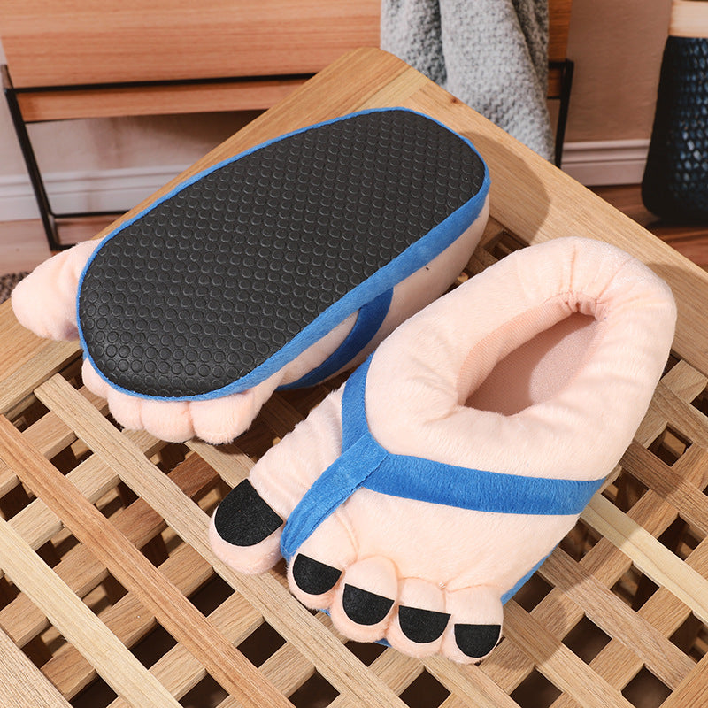 Funny Foot Plush Novelty Slippers Big Toe Shoes Funny Slippers Creative Cotton Big Toe Slippers Interesting Toe Design Large Slippers Winter Shoes for Men and Women Unique