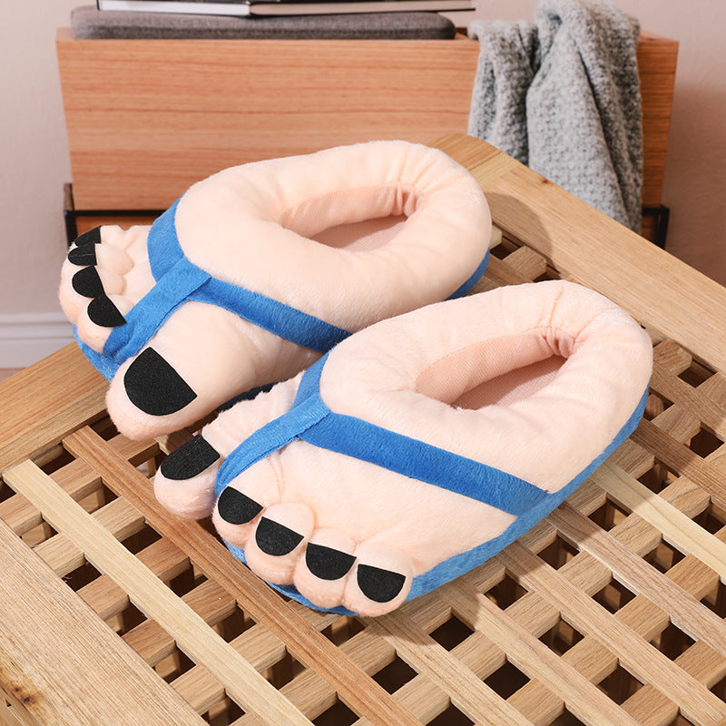 Funny Foot Plush Novelty Slippers Big Toe Shoes Funny Slippers Creative Cotton Big Toe Slippers Interesting Toe Design Large Slippers Winter Shoes for Men and Women Unique