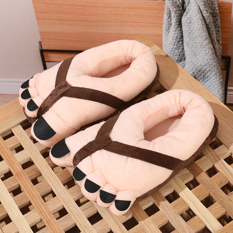 Funny Foot Plush Novelty Slippers Big Toe Shoes Funny Slippers Creative Cotton Big Toe Slippers Interesting Toe Design Large Slippers Winter Shoes for Men and Women Unique