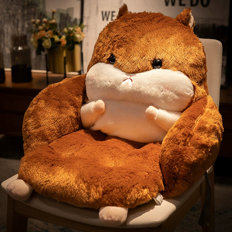 Hamster Seat Cushion Seat Pad Office Plush Fashion Sofa Indoor Animal Cushion Chair Pillow for Gift Cafe Study Room Apartment, Brown | Plushies | Cute Stuffed Animals | Plushy | Plushie