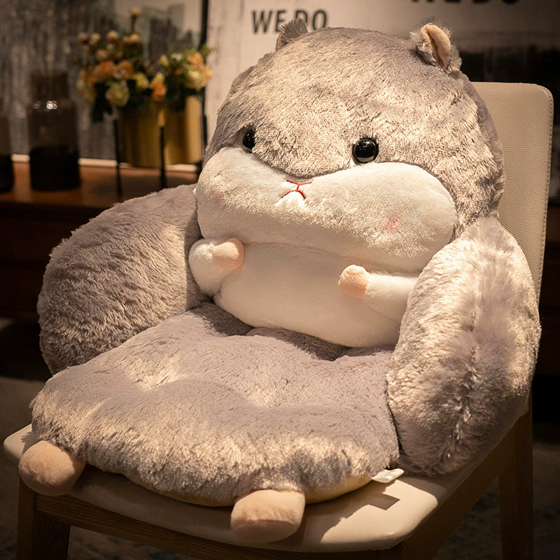 Hamster Seat Cushion Seat Pad Office Plush Fashion Sofa Indoor Animal Cushion Chair Pillow for Gift Cafe Study Room Apartment, Gray | Plushies | Cute Stuffed Animals | Plushy | Plushie