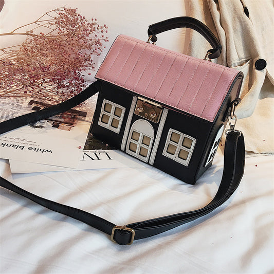 House Shaped Messenger Bags PU Leather Crossbody Shoulder Bag for Ladies Girl Casual Mini Handbag