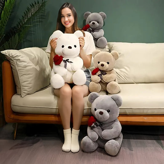 Teddy Bear with Rose Plushies